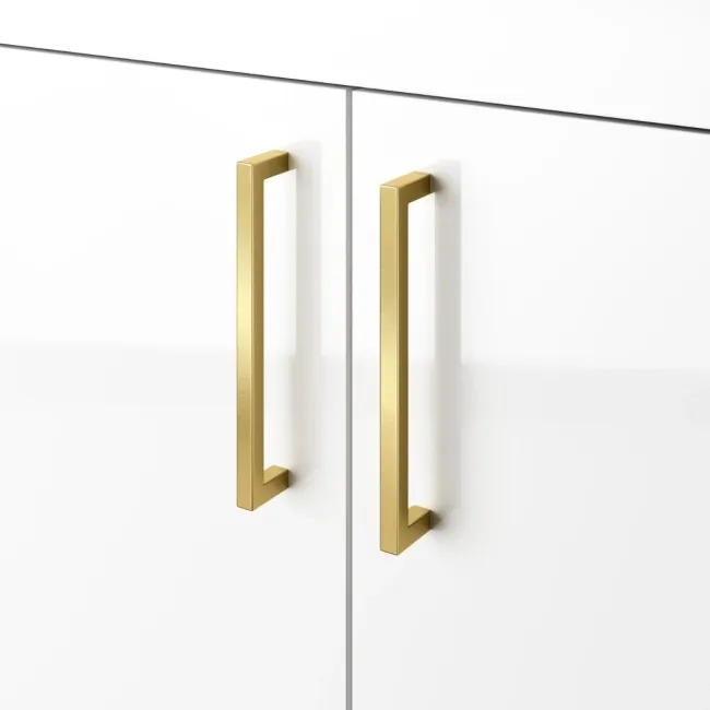 Harper Gloss White Combination Vanity Basin and Houston Toilet 1200mm - Brushed Brass Accents - Right Handed