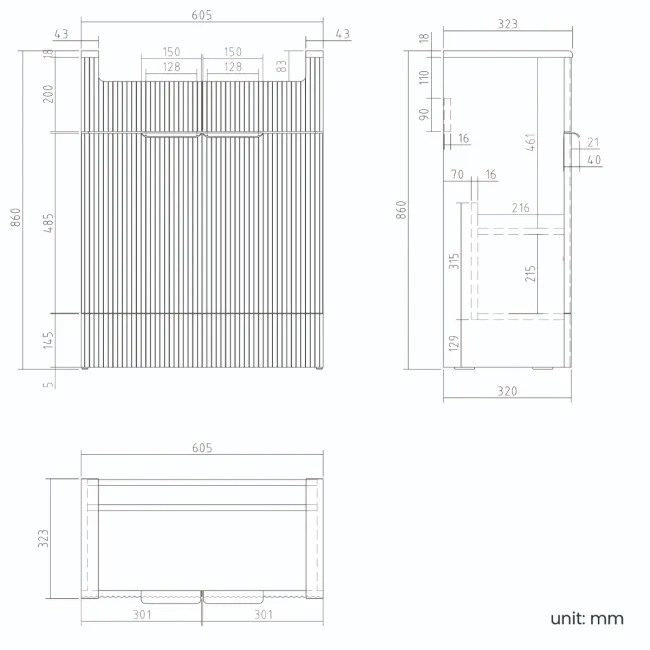 Sicily Fluted Country Oak Combination Vanity Basin and Tucson Toilet 1200mm - Brushed Brass Accents - Left Handed