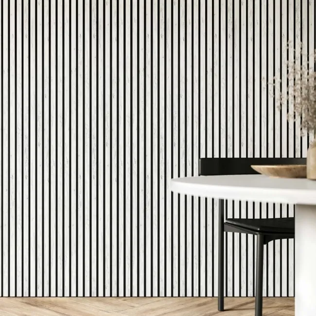 Trepanel Design® White Marble Effect on Black Felt Acoustic Wood Slat Panels