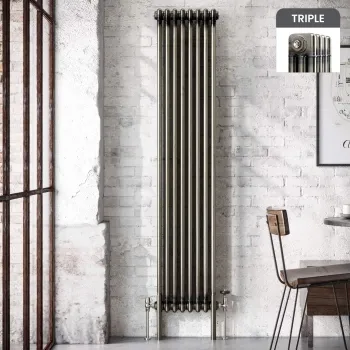 Athens Raw Metal Triple Column Vertical Traditional Radiator 1800x380mm
