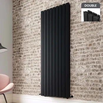 Faro Matt Black Double Flat Panel Vertical Radiator 1800x630mm