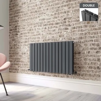 Faro Anthracite Double Flat Panel Horizontal Radiator 600x980mm
