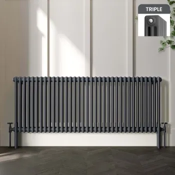 Athens Anthracite Triple Column Horizontal Traditional Radiator 600x1595mm