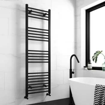 Barcelona Matt Black Straight Heated Towel Rail 1600x500mm