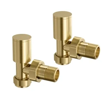 Brushed Brass Angled Manual Radiator Valves (Pair) Standard 15mm