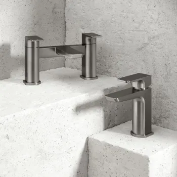 Soar Gunmetal Grey Basin & Bath Mixer Tap Set