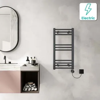 Barcelona Electric Anthracite Straight Heated Towel Rail 800x400mm