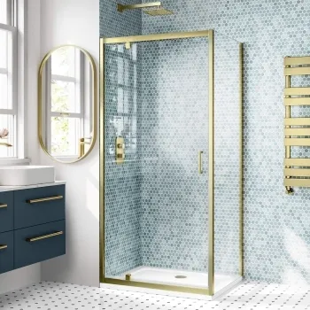 London Brushed Brass 6mm Pivot Shower Enclosure 900x700mm