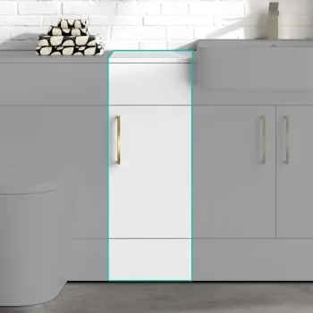 Harper Gloss White Side Cabinet Unit 300mm - Brushed Brass Accents