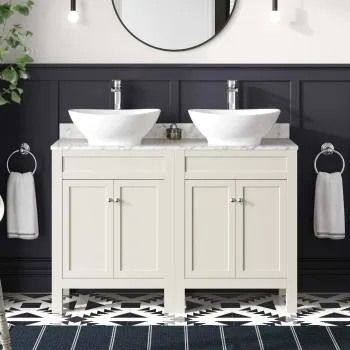 Bermuda Chalk White Vanity with Marble Top & Oval Counter Top Basin 1200mm