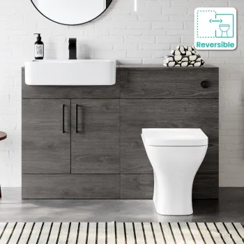 Harper Charcoal Elm Combination Vanity Basin and Atlanta Toilet 1200mm - Black Accents