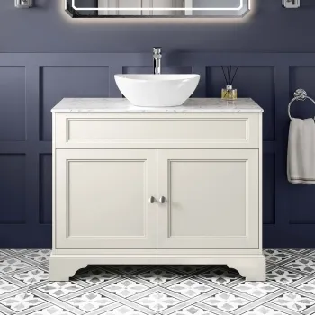 Lucia Chalk White Vanity with Marble Top & Oval Counter Top Basin 1030mm