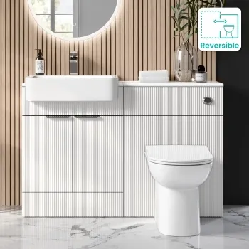 Sicily Fluted Coastal White Combination Vanity Basin and Aruba Toilet 1200mm - Chrome Handles