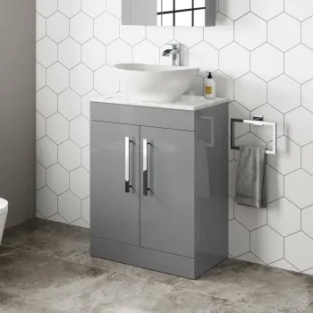 Avon Stone Grey Vanity with Marble Top & Oval Counter Top Basin 600mm