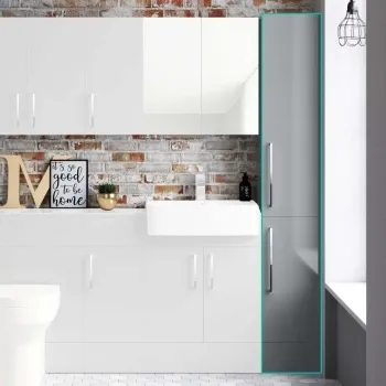 Harper Stone Grey Floor Standing Tall Cabinet Unit 1900x300mm