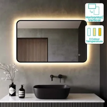 Mila Black Framed Backlit llluminated LED Mirror 600x1000mm