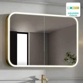 Willow Brushed Brass Illuminated LED Mirror Cabinet 700x1000mm