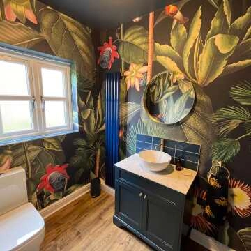 Lucia Inky Blue Vanity with Marble Top & Round Counter Top Basin 840mm