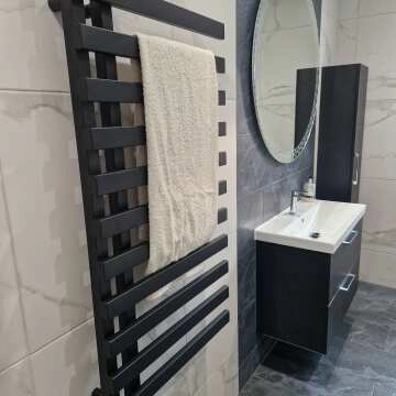 Palermo Matt Black Designer Heated Towel Rail 1200x600mm