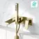 Tamar Brushed Brass Wall Mounted Bath Mixer Tap & Handheld Shower