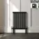 Athens Matt Black Double Column Horizontal Traditional Radiator 750x605mm