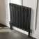 Athens Matt Black Double Column Horizontal Traditional Radiator 750x785mm