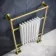 Gibraltar Slimline Large Brushed Brass Traditional Heated Towel Radiator (Flat Top Rail)