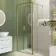 Munich Brushed Brass Framed 8mm Wet Room Shower Glass 700mm & 250mm Pivotal Return Panel