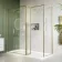 Munich Brushed Brass Framed 8mm Walk In Shower Enclosure 1200mm & 700mm Glass with Return Panel