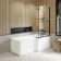 L Shaped 1700 Shower Bath with Front Panel & 6mm Easy Clean Screen with Rail - Right Handed