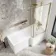 L Shaped 1700 Shower Bath & 6mm Easy Clean Brushed Brass Bath Screen - Right Handed