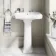 Hudson Traditional Low-Level Toilet With Dove Grey Seat & Pedestal Basin - Double Tap Hole