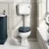 Hudson Traditional Toilet With Low-Level Cistern and Inky Blue Wooden Seat