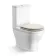 Kansas Traditional Rimless Close Coupled Toilet With Chalk White Wooden Seat - Brushed Brass Hinges