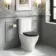 Kansas Traditional Rimless Close Coupled Toilet With Graphite Grey Wooden Seat - Brushed Brass Hinges