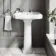 Hudson Traditional High-Level Toilet With Chalk White Seat & Pedestal Basin - Double Tap Hole