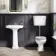 Hudson Traditional Low-Level Toilet With Cotton White Seat & Pedestal Basin - Single Tap Hole