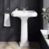 Hudson Traditional Low-Level Toilet With Cotton White Seat & Pedestal Basin - Single Tap Hole
