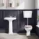 Hudson Traditional Low-Level Toilet With Cashmere Pink Seat & Pedestal Basin - Single Tap Hole