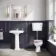 Hudson Traditional Low-Level Toilet With Cashmere Pink Seat & Pedestal Basin - Single Tap Hole
