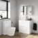Trent Gloss White Vanity Drawer with Marble Top & Curved Counter Top Basin 800mm