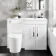 Avon Gloss White Combination Vanity Basin and Boston Toilet 1100mm - Right Handed