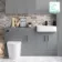 Harper Stone Grey Combination Vanity Basin and Boston Toilet 1500mm - Black Accents