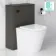 Elba Graphite Grey Slimline Back To Wall Unit and Boston Toilet - Black Accents