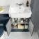 Monaco Inky Blue Combination Vanity Traditional Basin with Marble Top & Hudson Toilet with Wooden Seat 1200mm