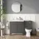 Bermuda Graphite Grey Combination Vanity Basin and Hudson Toilet with Wooden Seat 1300mm