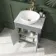 Bermuda Dove Grey Vanity with Marble Top & Oval Counter Top Basin 600mm - Brushed Brass Accents