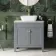 Bermuda Dove Grey Vanity with Marble Top & Curved Counter Top Basin 800mm - Brushed Brass Accents