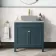 Bermuda Inky Blue Cabinet with Marble Top 800mm Excludes Counter Top Basin - Brushed Brass Accents