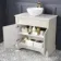 Lucia Chalk White Vanity with Marble Top & Round Counter Top Basin 840mm - Brushed Brass Accents